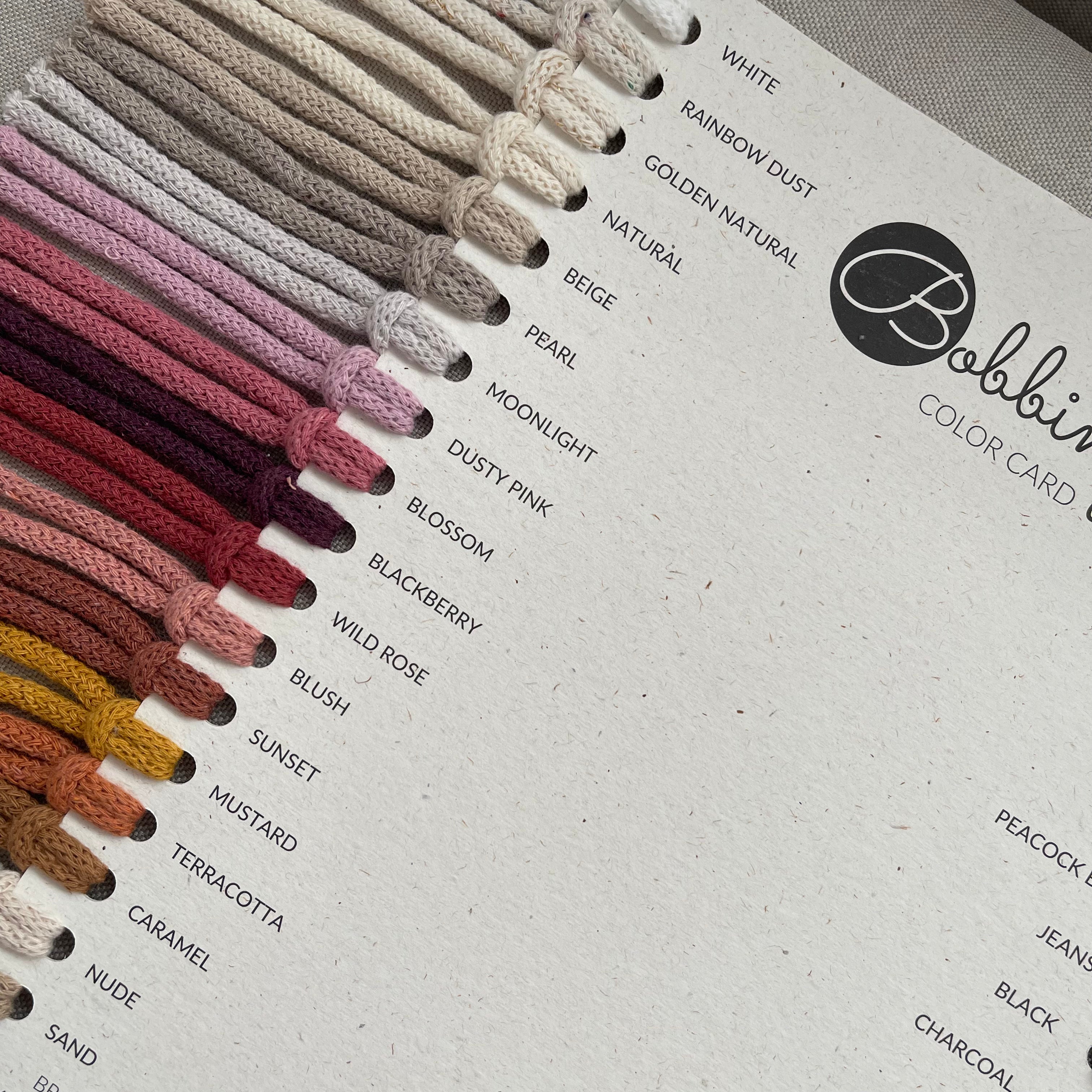 Bobbiny colour swatch sample card – Adelaide Hills Yarn Co.