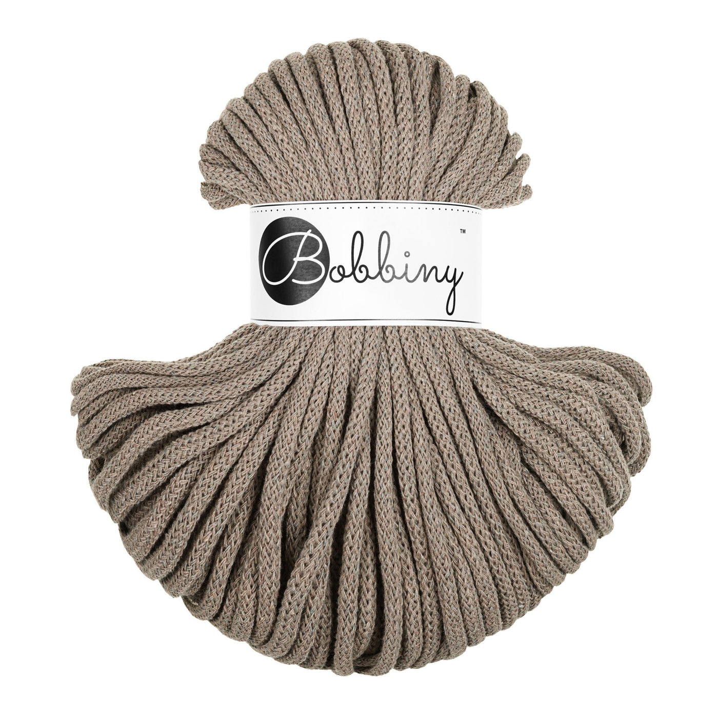 Bobbiny braided cord 5mm 50m in beige shade