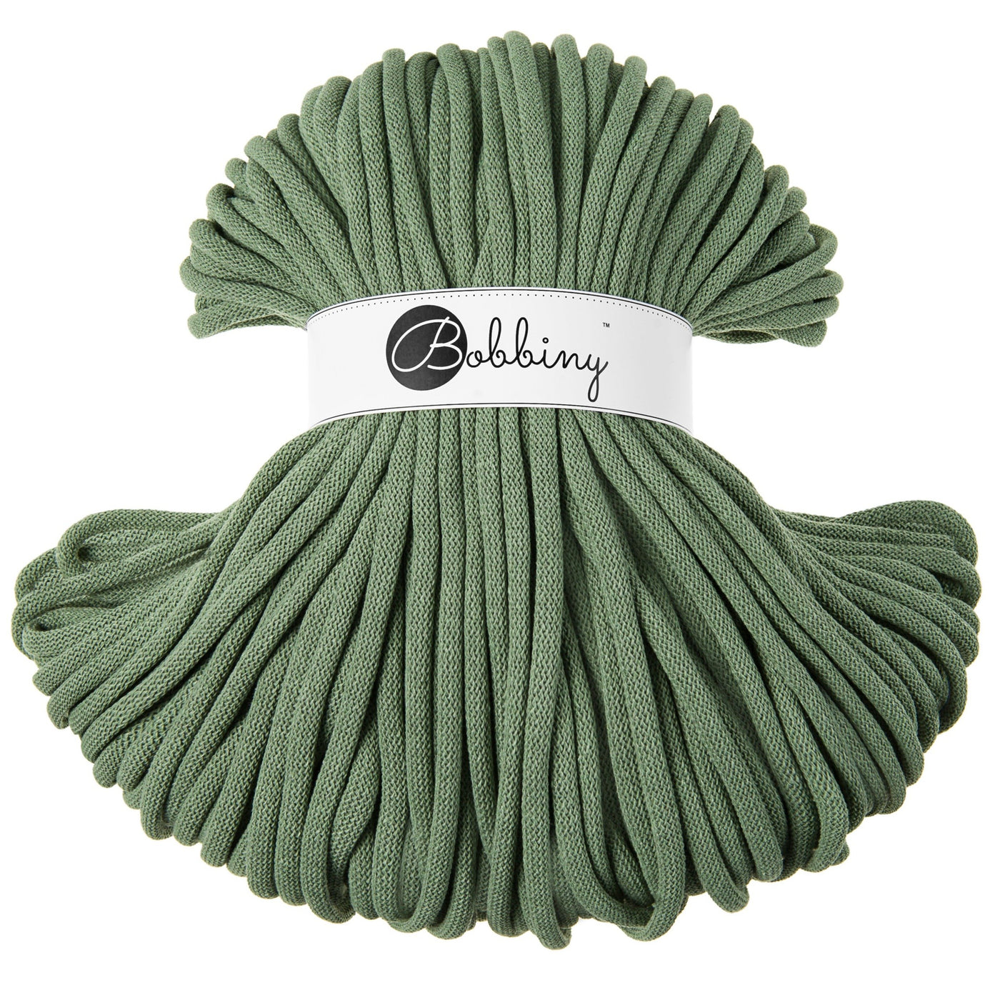 Where can I find Bobbiny Braided Cords Bobbiny Jumbo 9mm - 100m Eucalyptus? These gorgeous Bobbiny Ropes are made in Poland from 100% recycled cottons and are non toxic and certified safe for children. 9mm Diameter Length 100m Recommended for use with 14-16mm crochet hooks or knitting needles. Perfect for use with Macrame, Crochet or Knitting.