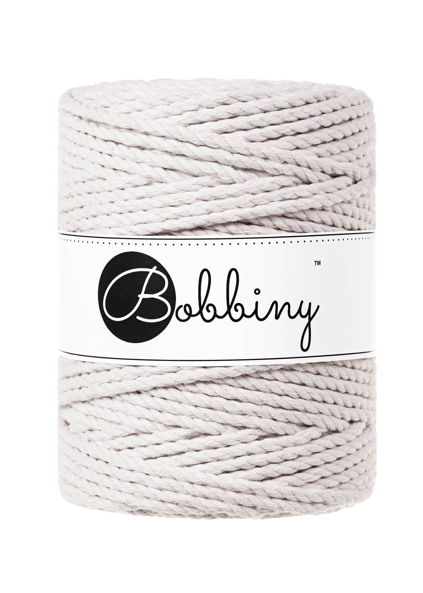 This superb product from Bobbiny is a welcome addition to their gorgeous range of products.  Made from 100% recycled cotton, it is perfect for Macrame projects due to its sturdiness. It contains no harmful dyes or chemicals and is OEKO-TEX certified.  This super soft triple twist rope also makes the most spectacular fringes and tassels.  Length: 100m (108 Yards)  Weight: 800gms  Contains 120 Fibres ( 3x40 )  Also available in 3mm