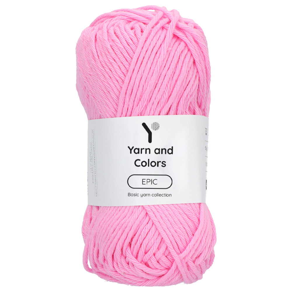Cotton Candy pink shade crochet cotton with Yarn & Colors EPIC label attached 