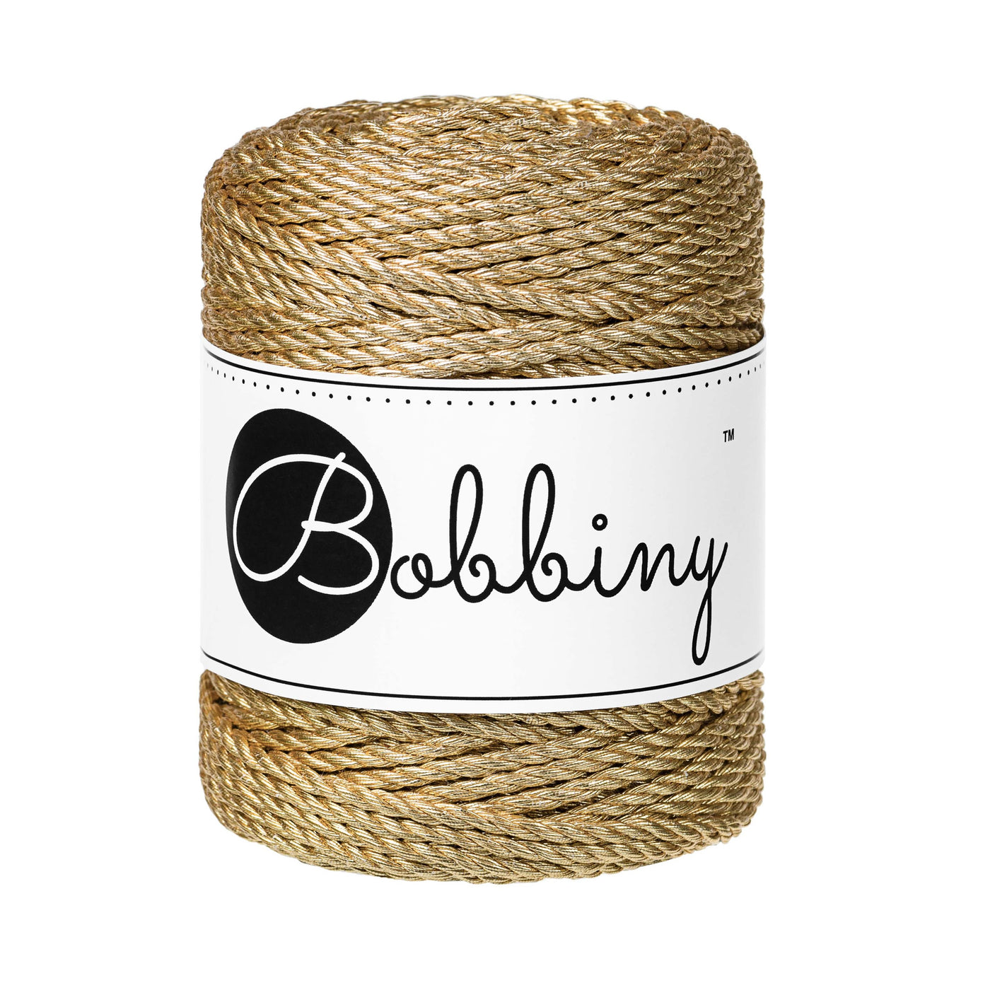 Bobbiny 3ply 3mm metallic rope in Satin Gold shade