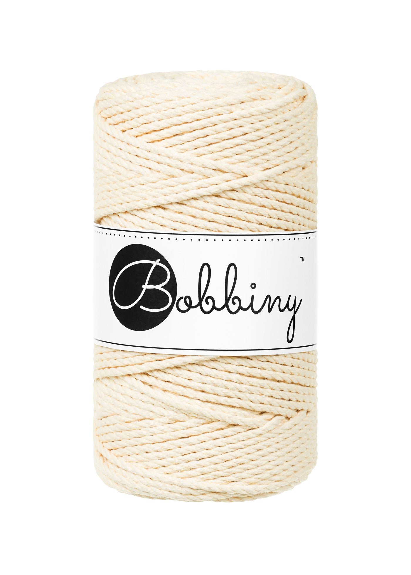 Bobbiny 3ply 3mm macrame rope in Butter Yellow shade