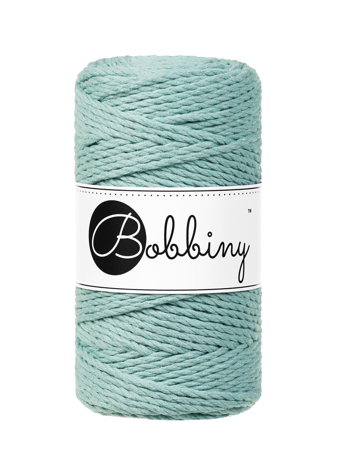 Bobbiny 3ply 3mm rope in duck egg blue shade 