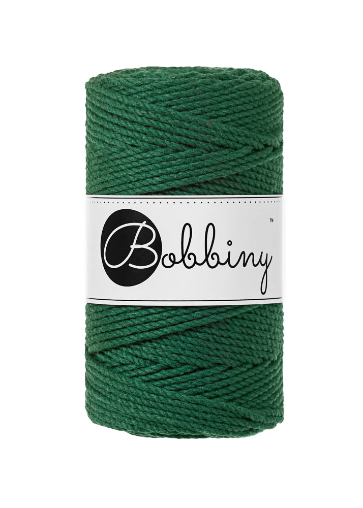 Bobbiny 3ply 3mm macrame rope in Pine Green shade