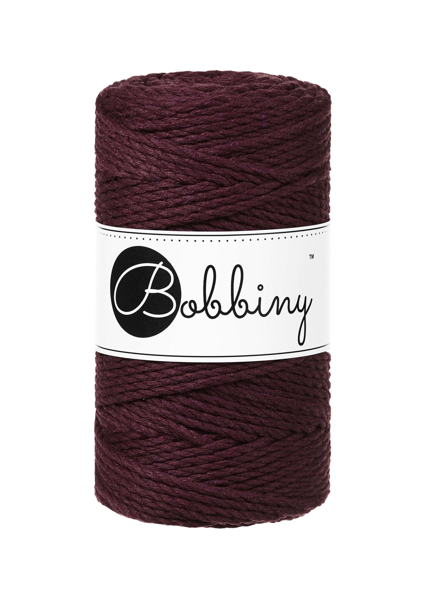 Bobbiny macrame rope 3ply 3mm in Burgandy shade