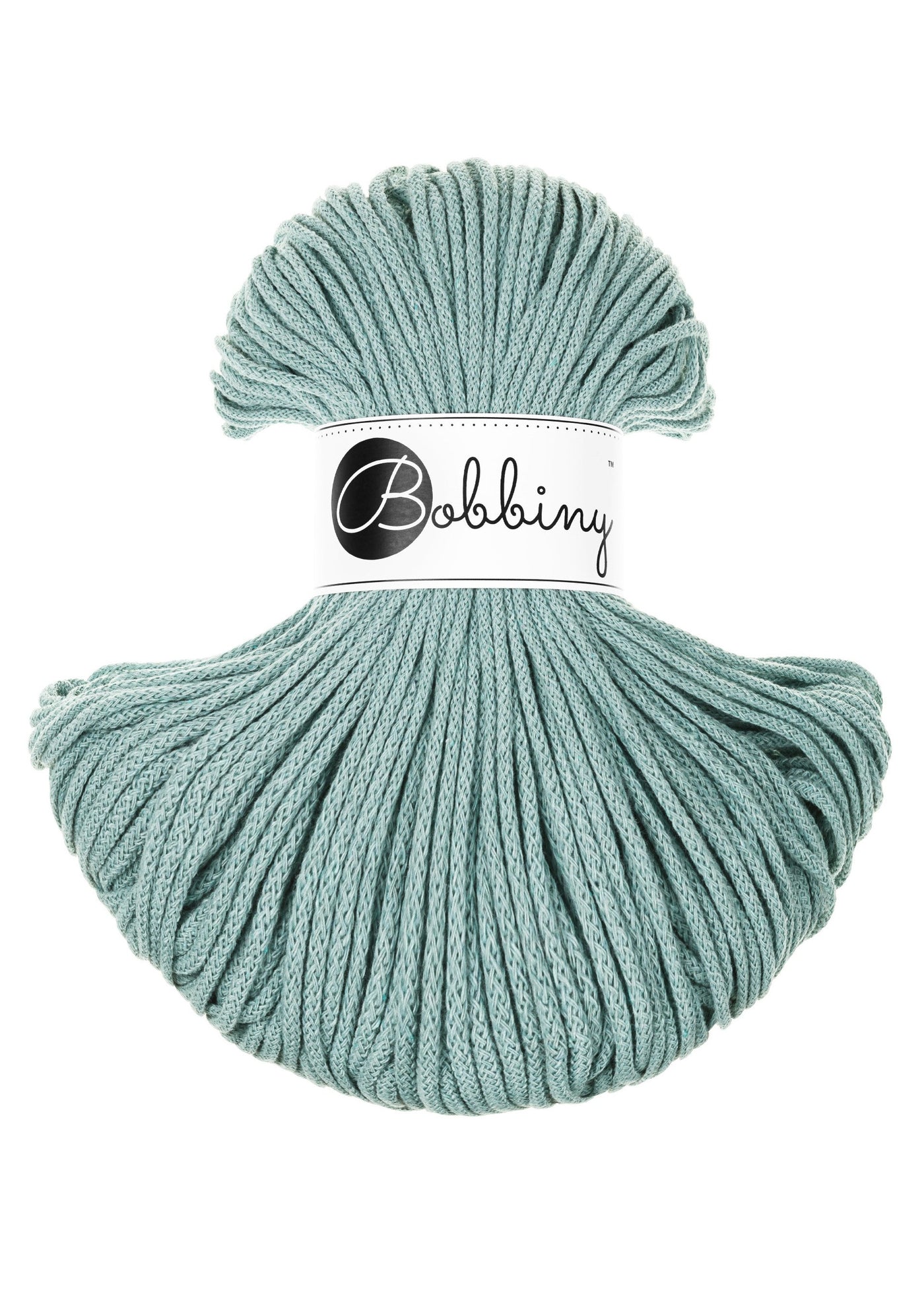 Bobbiny braided cord in 3mm width in duck egg blue shade 