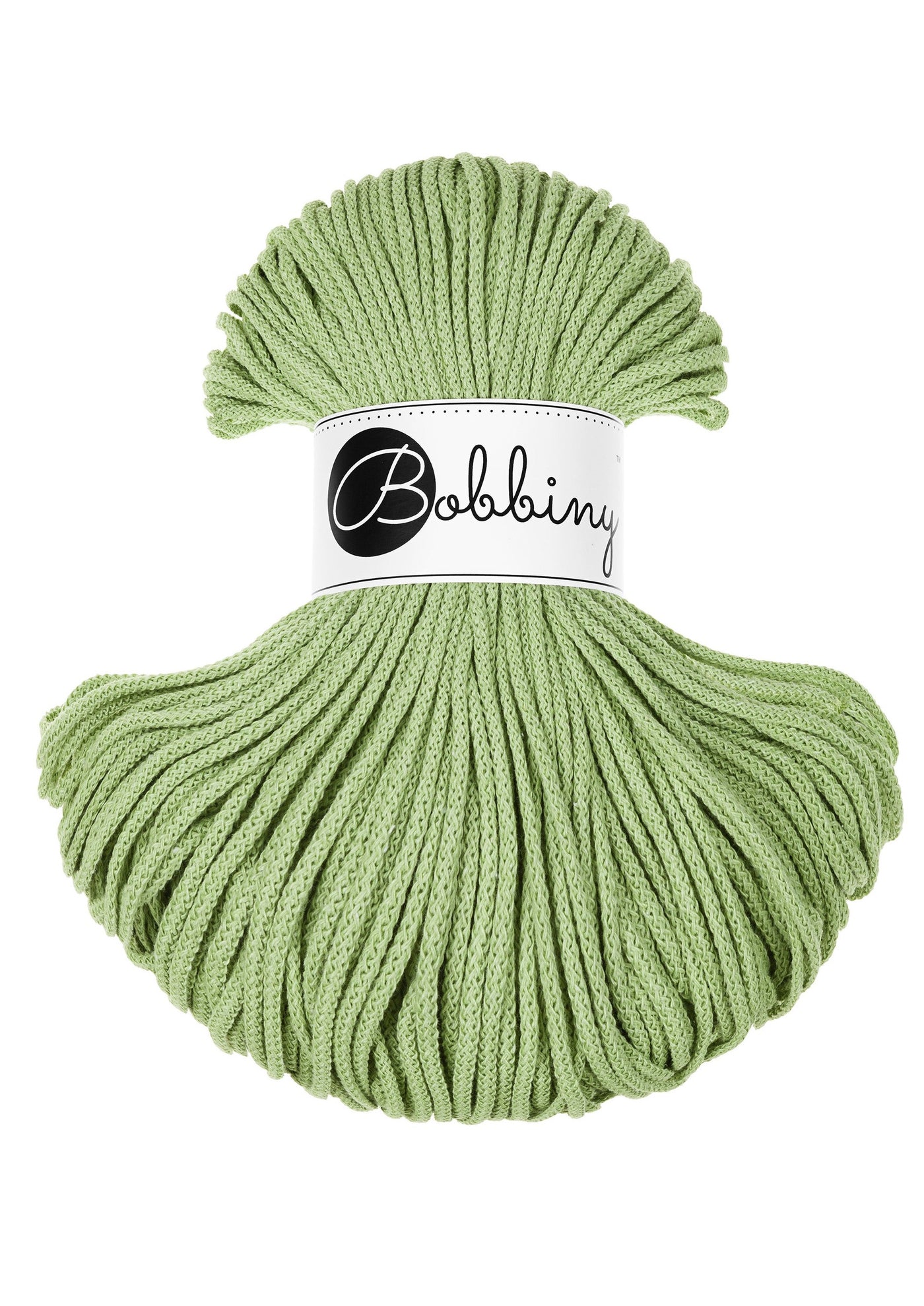Bobbiny braided cord in 3mm width in green matcha shade