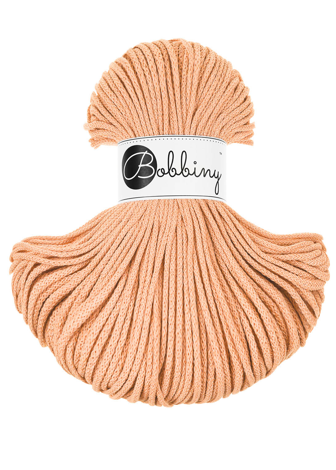 Bobbiny braided cord in 3mm width in peach fuzz shade