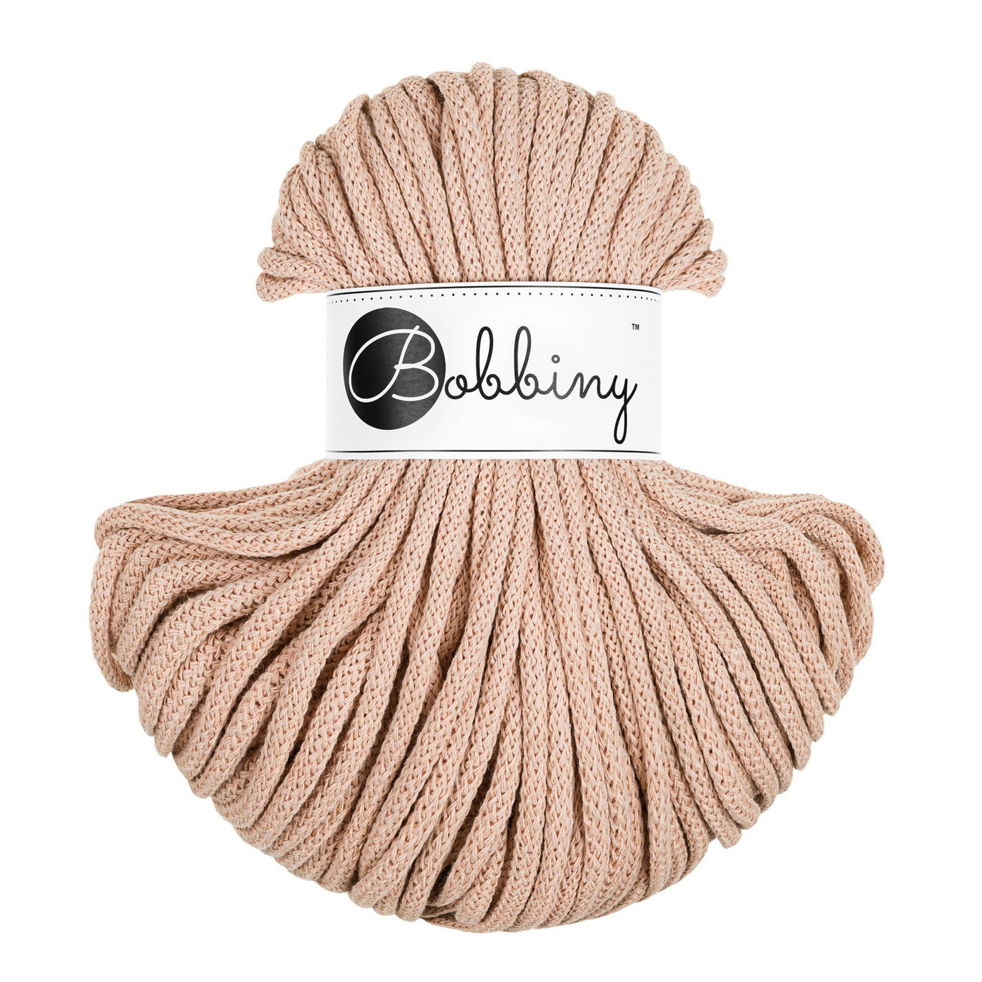 Bobbiny braided cord 5mm 50m in biscuit shade
