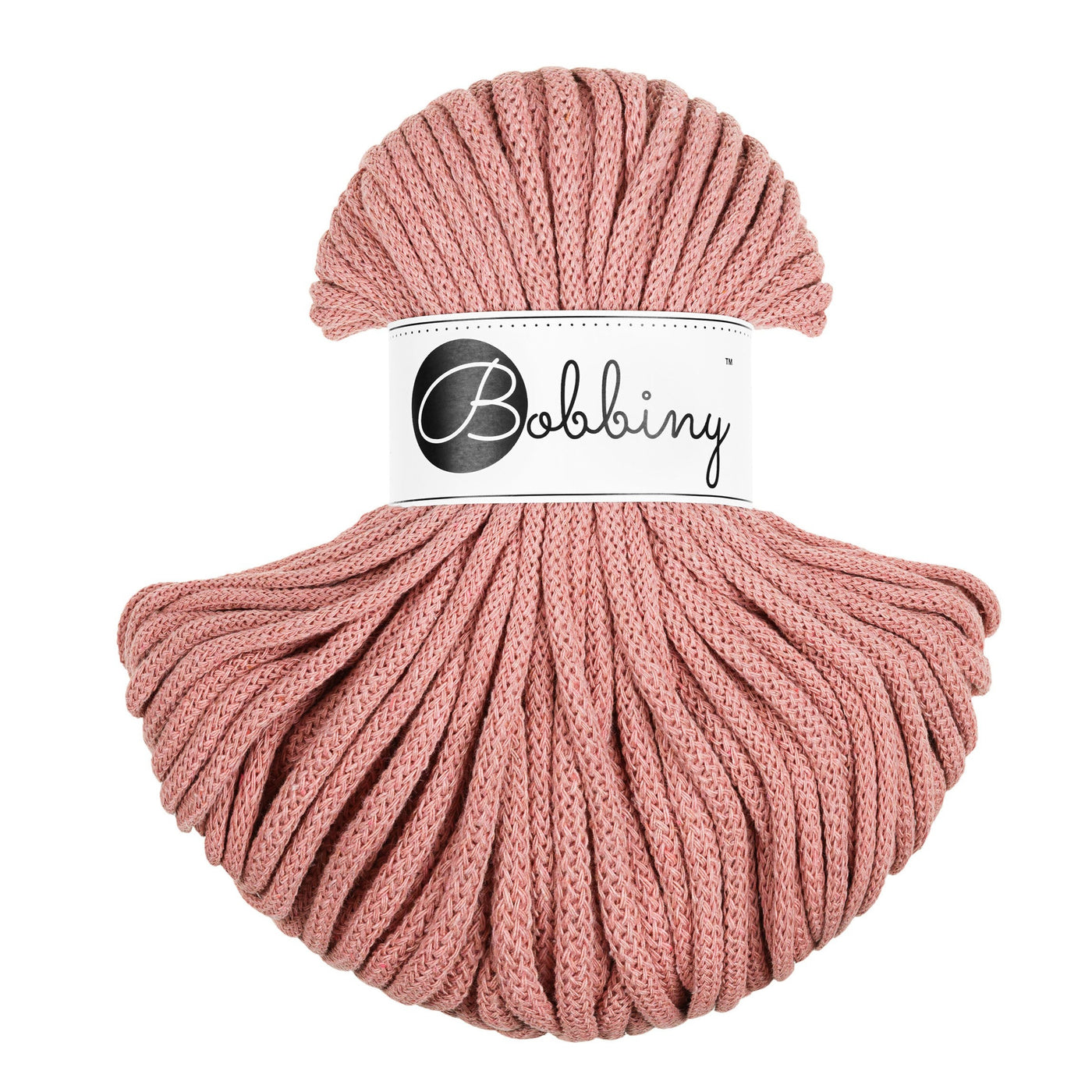 Bobbiny braided cord 5mm 50m in Blush pink shade