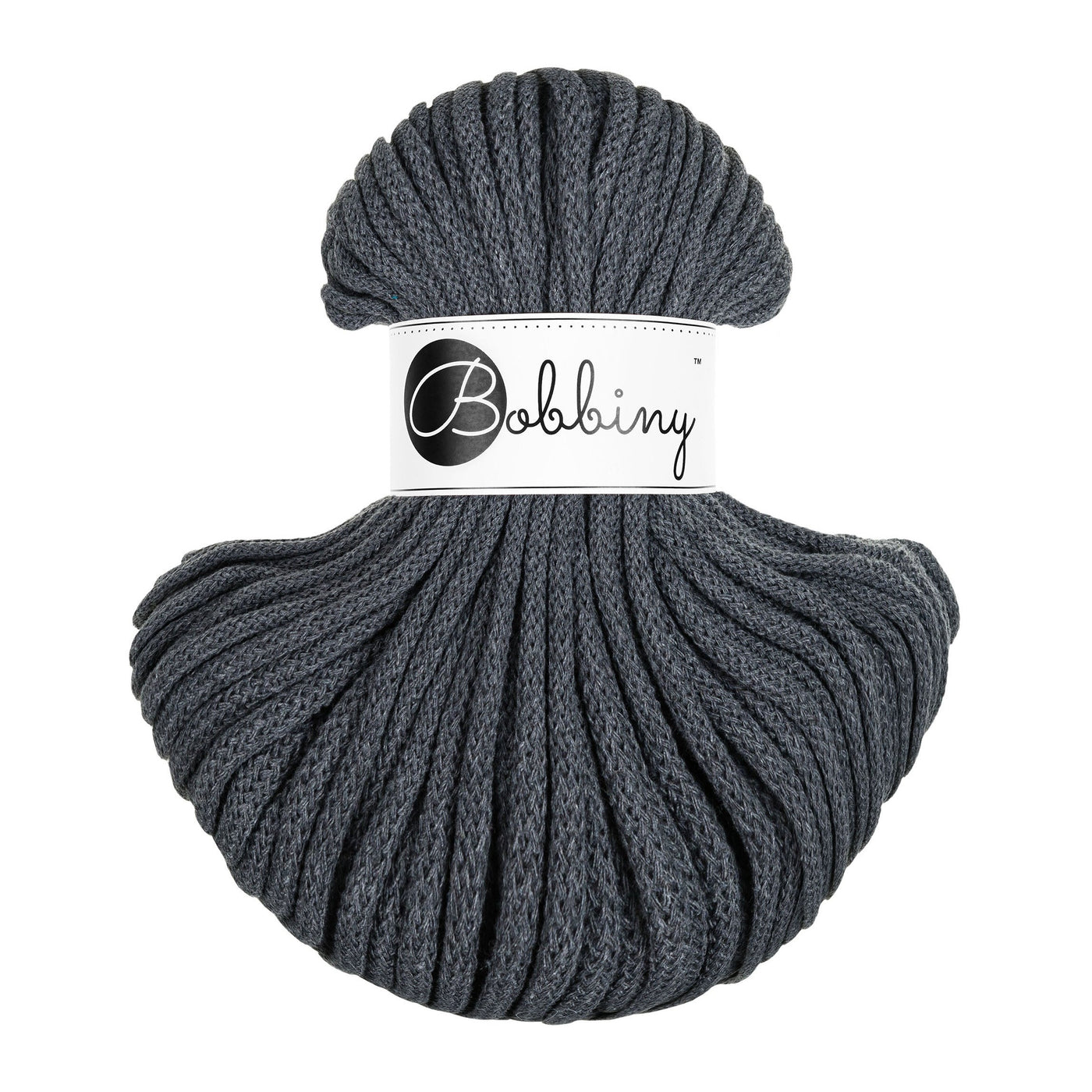 Bobbiny braided cord 5mm 50m in charcoal shade