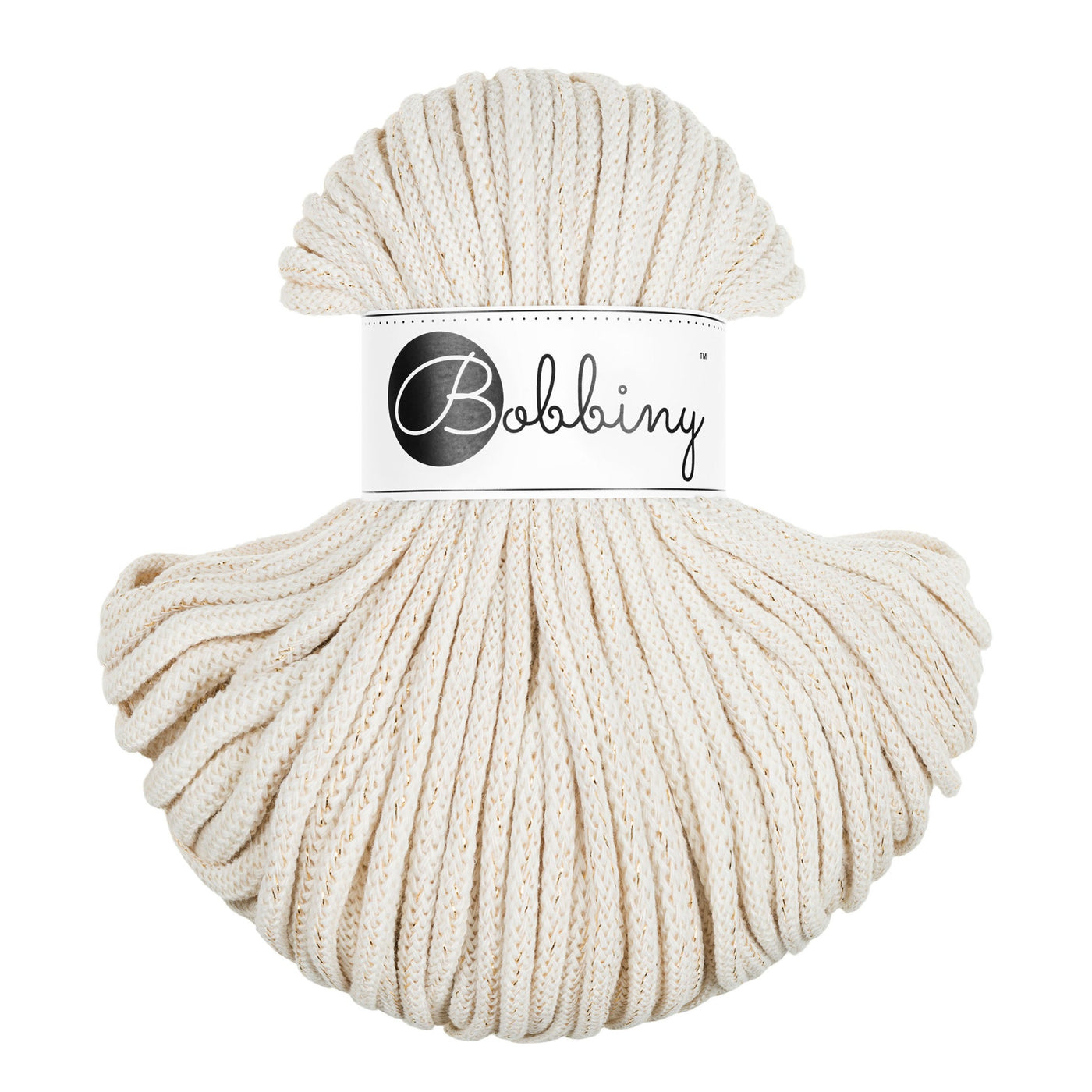 Bobbiny braided cord 5mm 50m in golden natural shade