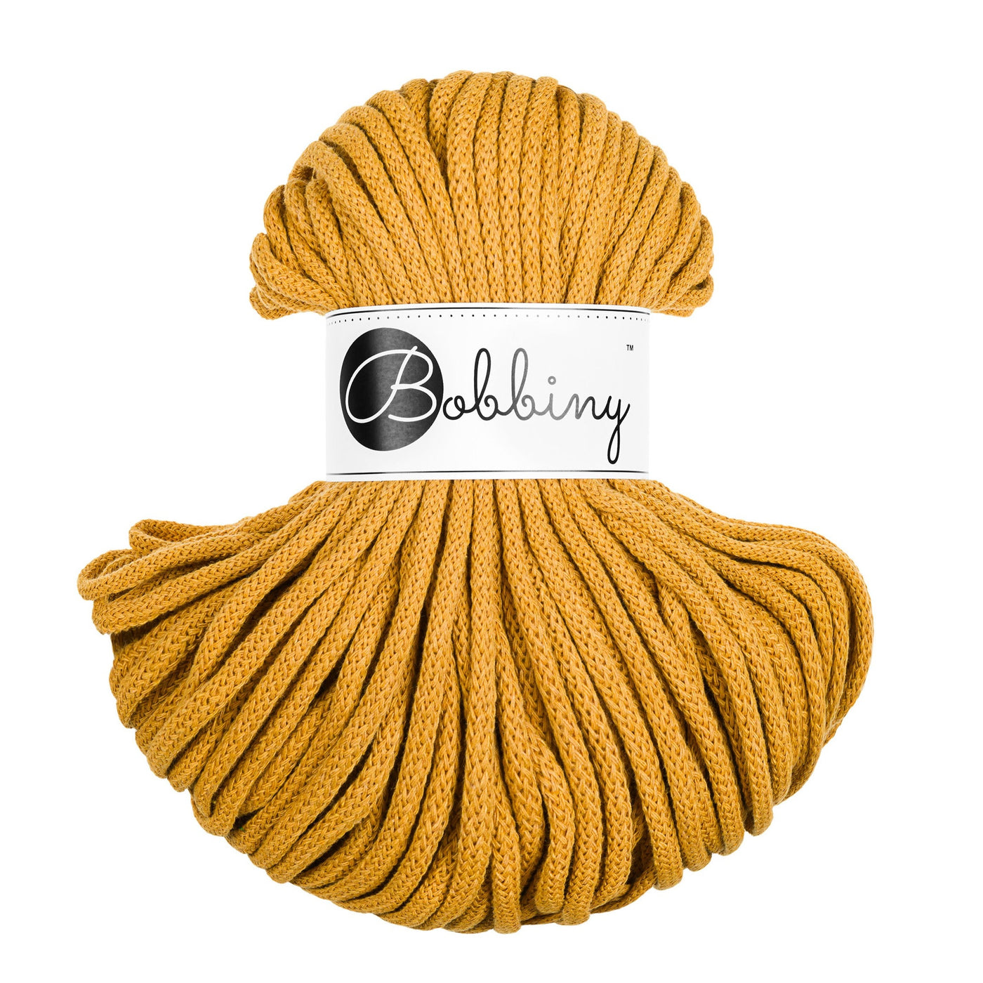 Bobbiny braided cord 5mm 50m in mustard shade