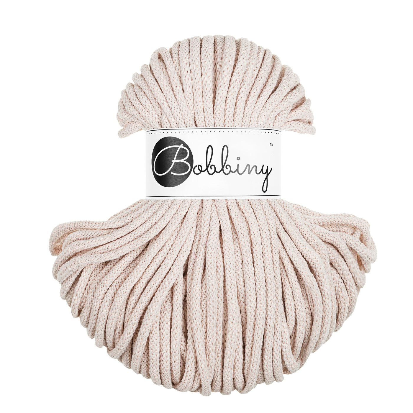 Bobbiny braided cord 5mm 50m in nude shade