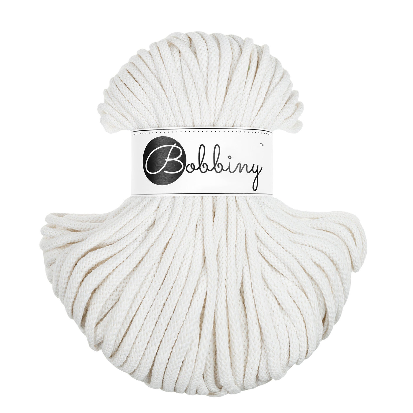 Bobbiny braided cord 5mm 50m in off white shade