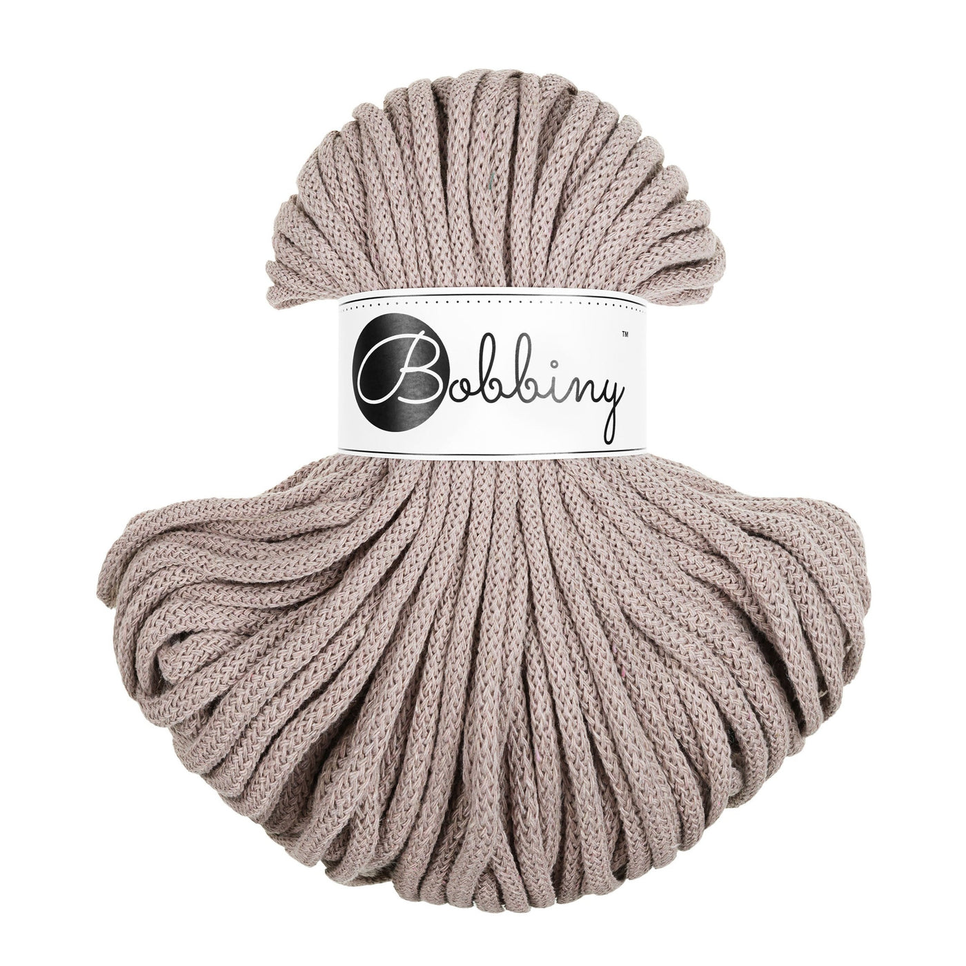Bobbiny braided cord 5mm 50m in pearl shade