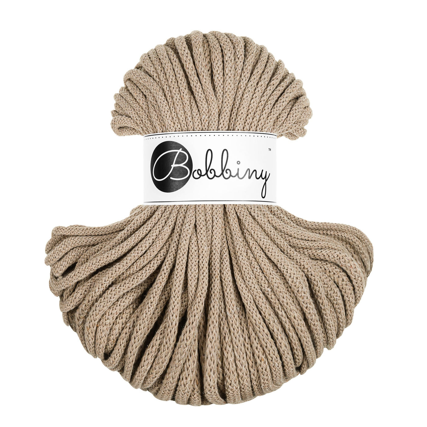 Bobbiny braided cord 5mm 50m in sand shade