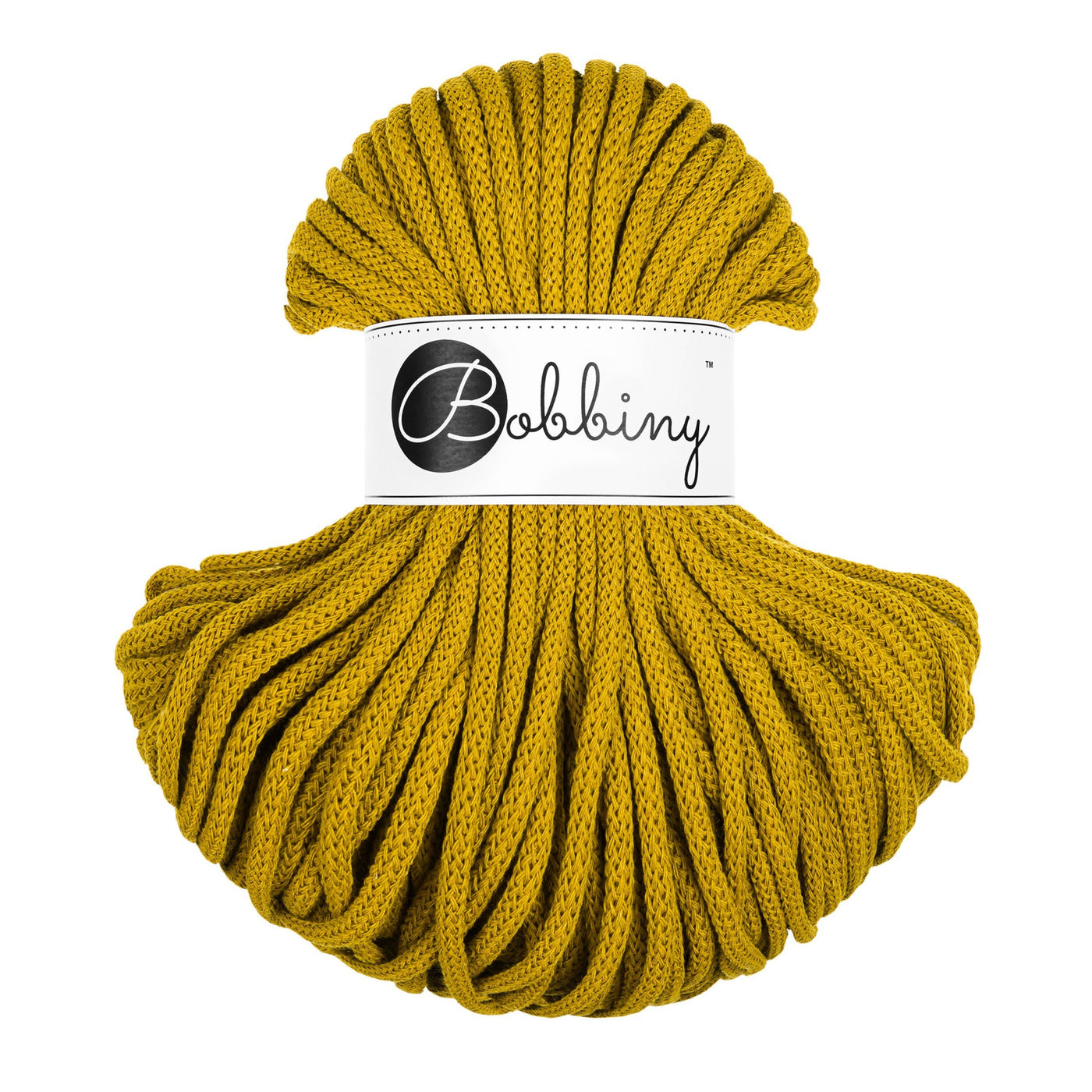 Bobbiny braided cord 5mm 50m in spicy yellow