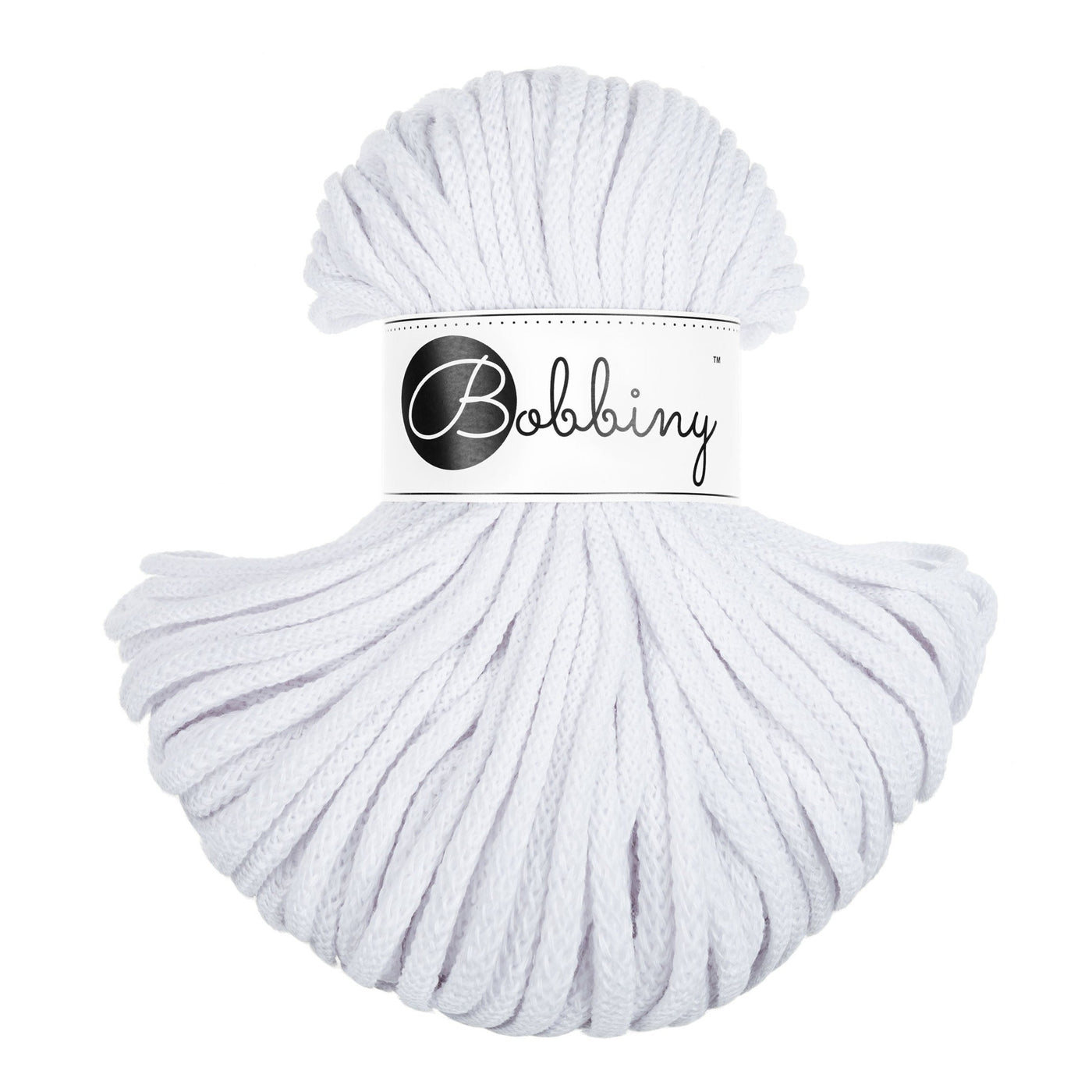 Bobbiny braided cord 5mm 50m in white