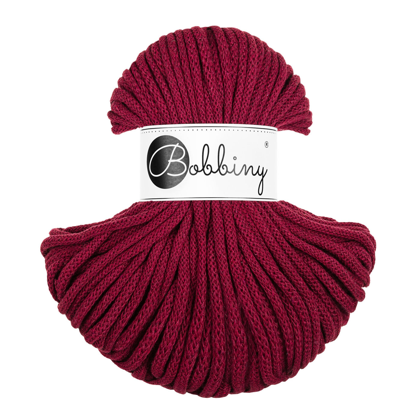 Bobbiny braided cord 5mm 50m in wine red