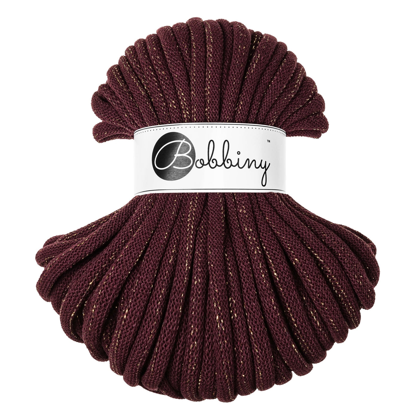 Bobbiny braided cords Jumbo 9mm 30m length in Golden burgundy shade