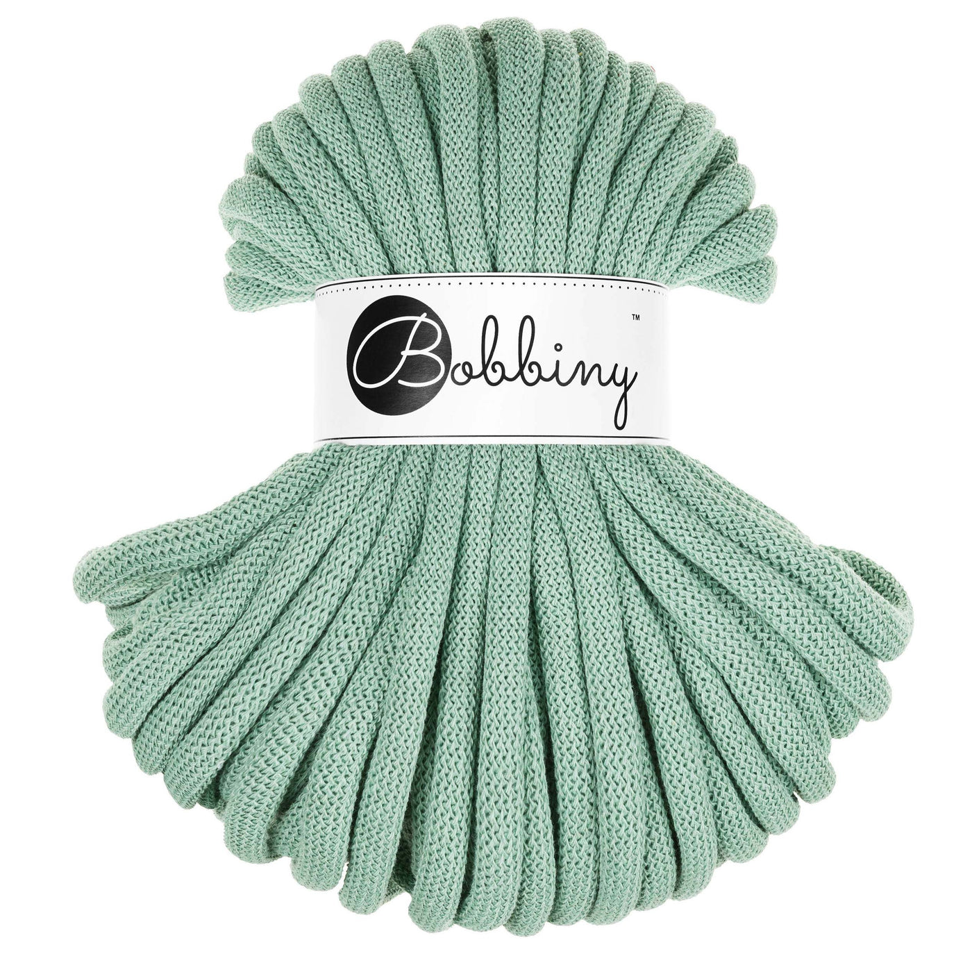 bobbiny braided cord 9mm 30m length in aloe green shade