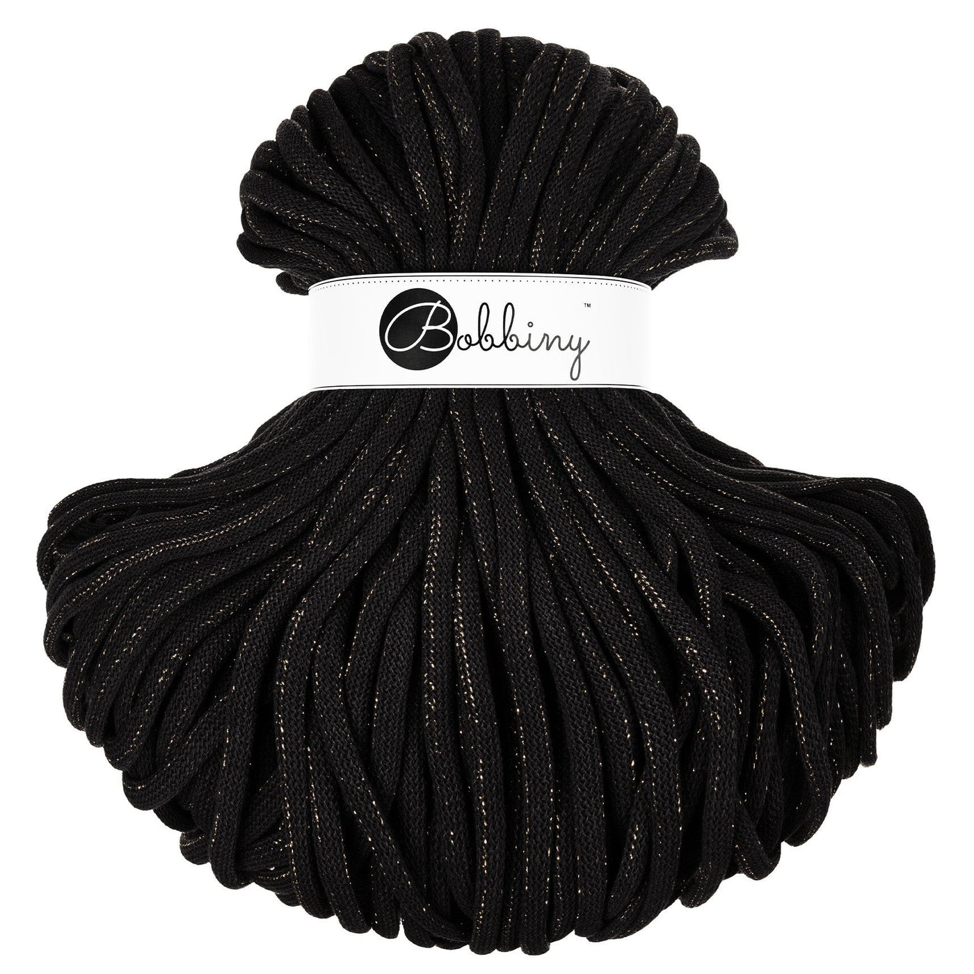 Bobbiny braided cord Jumbo 9mm 100m in Golden Black shade