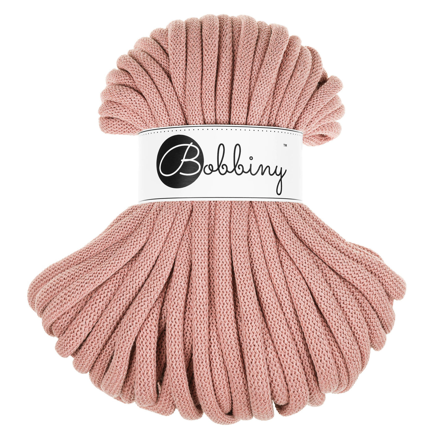 Bobbiny braided cord 9mm in 30 metre bundle in Blush pink shade