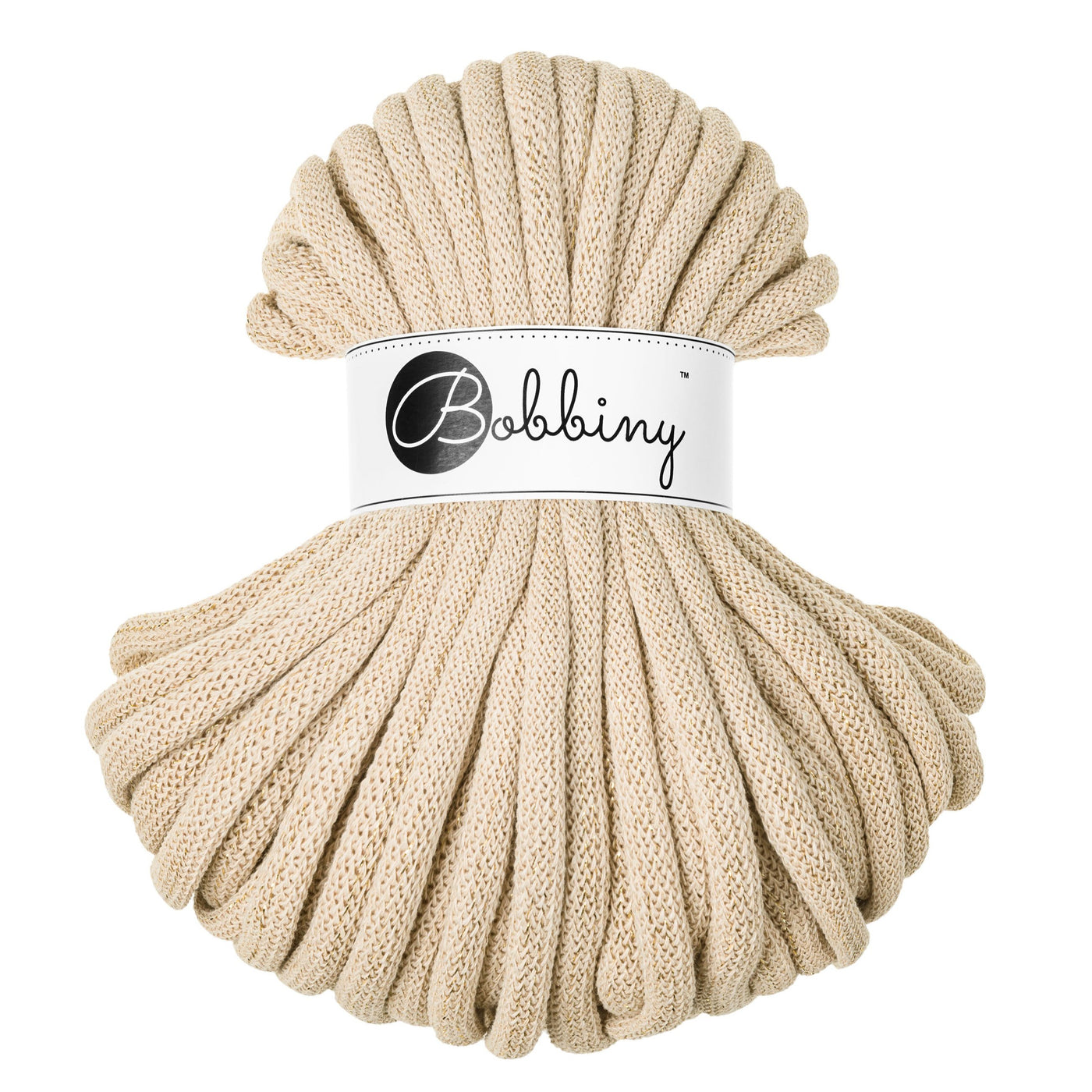 Bobbiny Braided Cord 9mm Jumbo 30m in golden warm beige shade