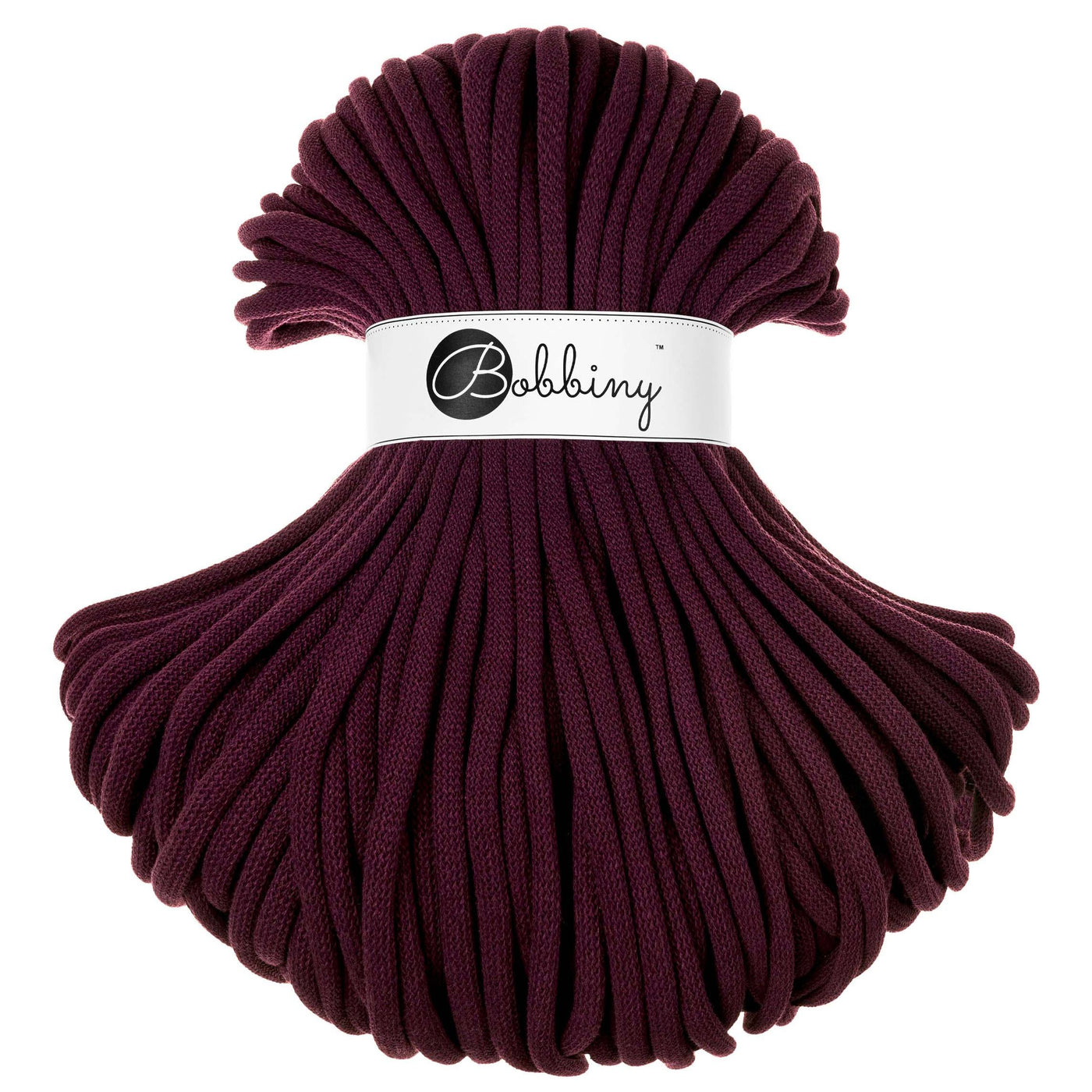 Bobbiny braided cord Jumbo 9mm 100m in Burgandy