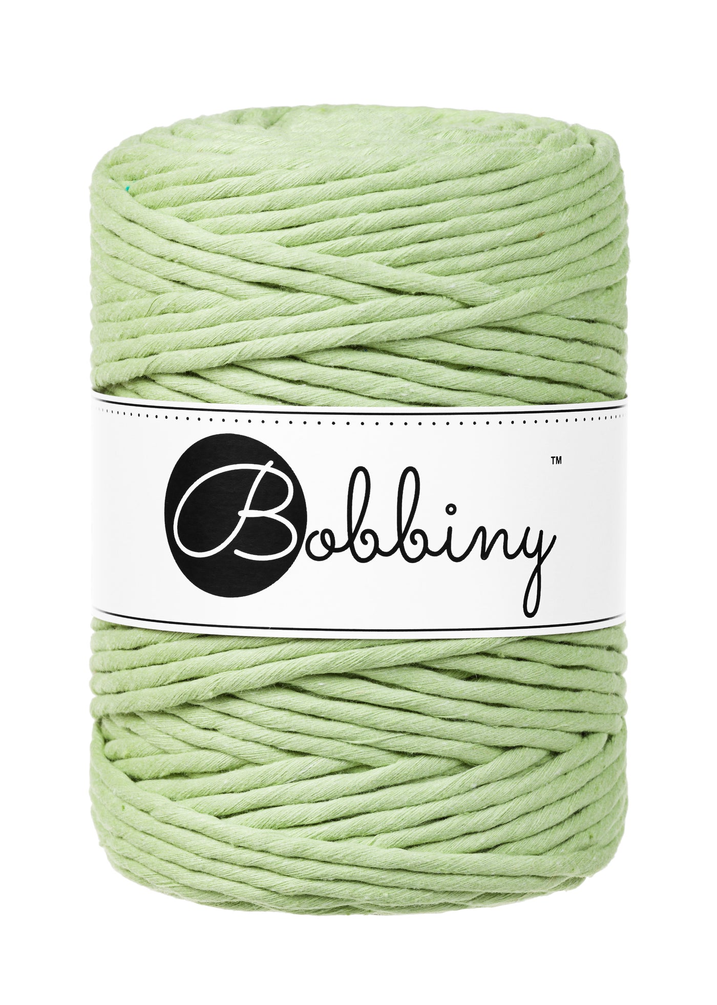 Bobbiny single twist cord in green matcha shade 