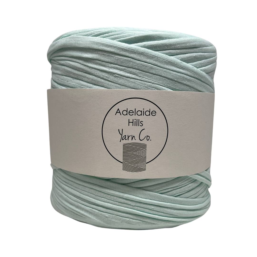 recycled tshirt yarn in pale spearmint shade