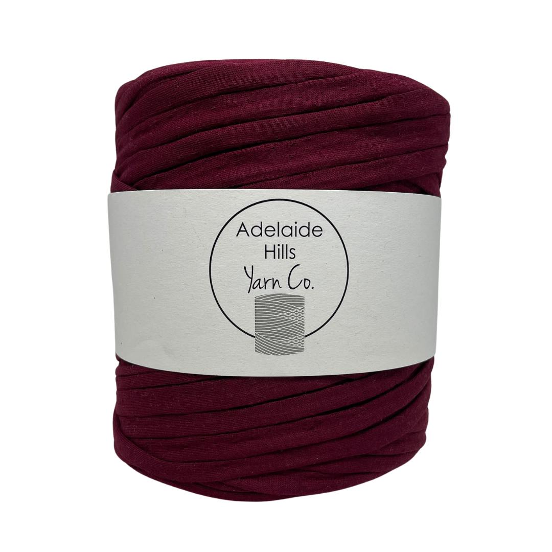 recycled tshirt yarn in fine wine shade