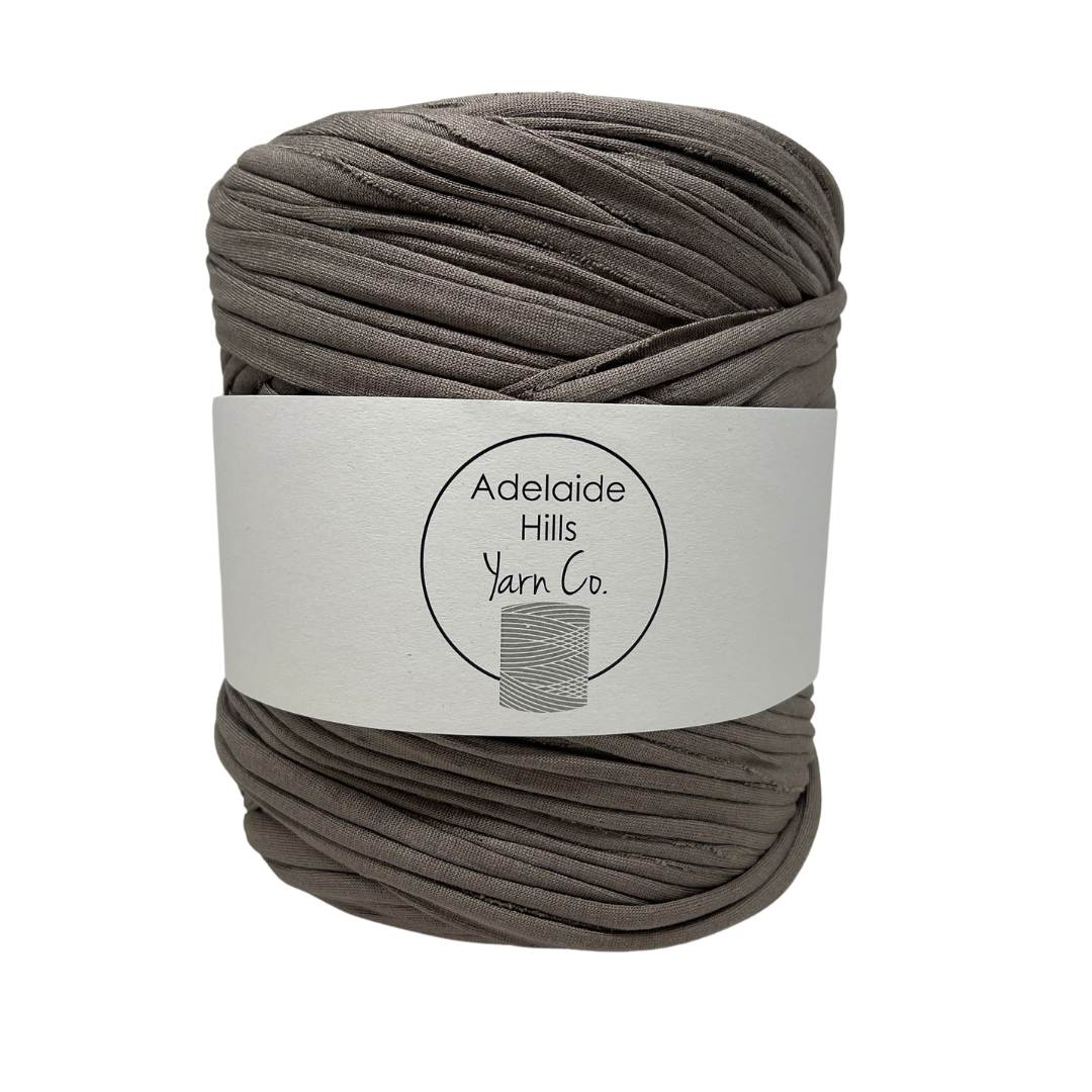 recycled tshirt yarn in pewter sheen shade