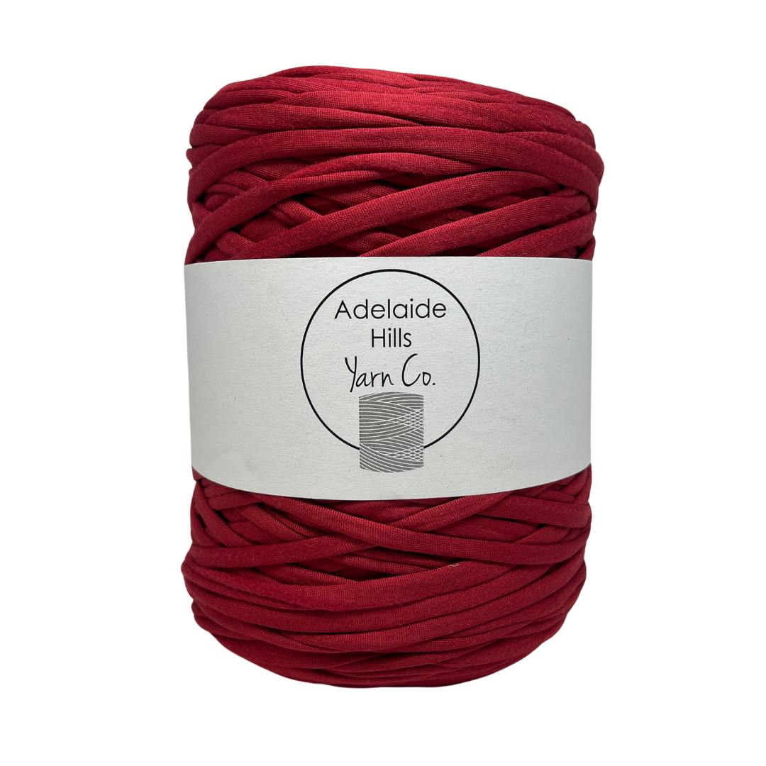 recycled tshirt yarn in red satin shade