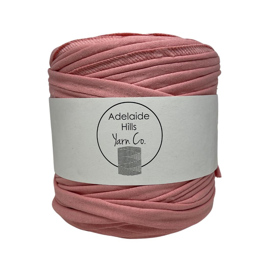 recycled tshirt yarn in salmon joy shade