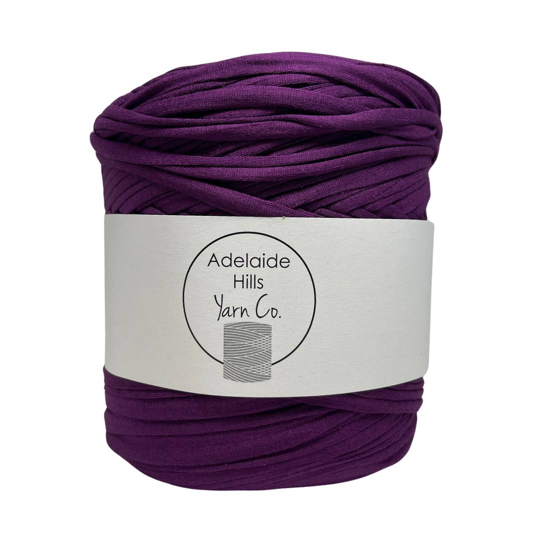 recycled tshirt yarn in smitten purple shade