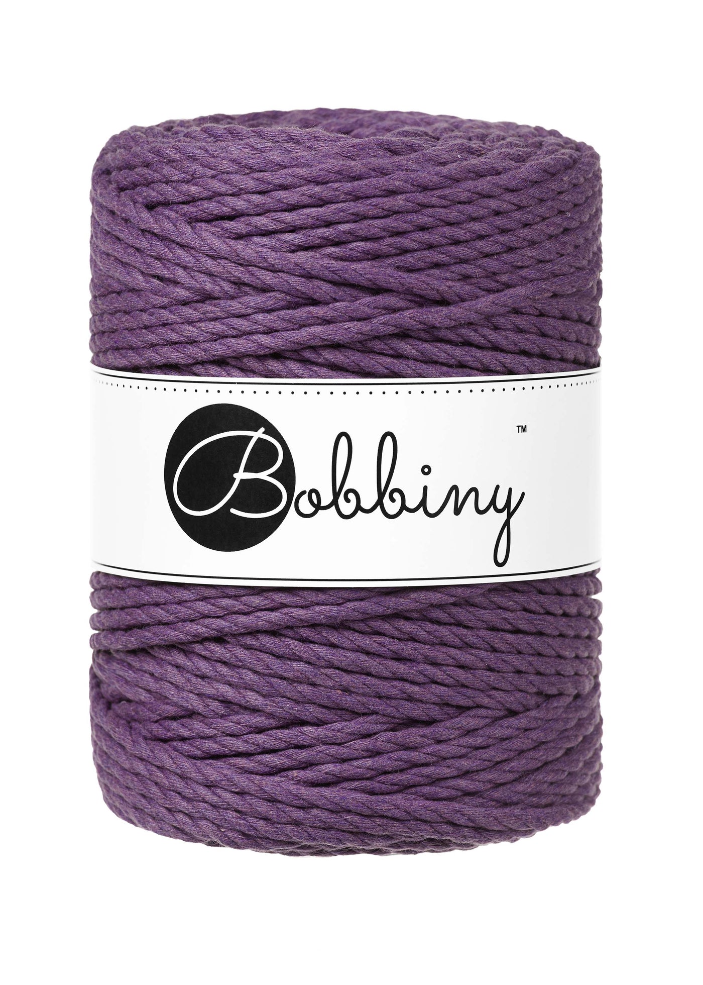 Bobbiny 3ply 5mm macrame rope in violet shade