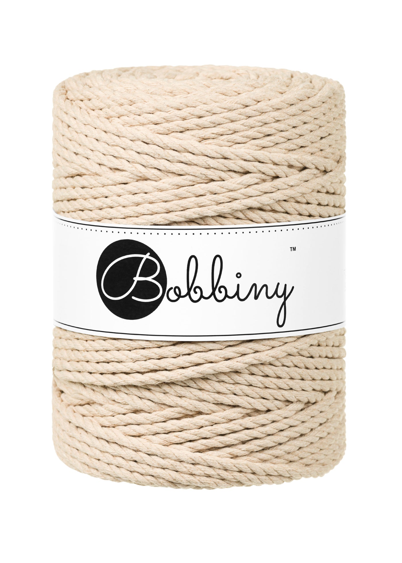 Bobbiny 3ply macrame rope 5mm width in warm beige shade