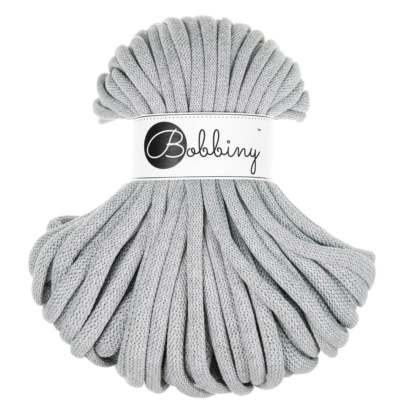 Bobbiny braided cords 9mm 30 metre bundle in Light Grey