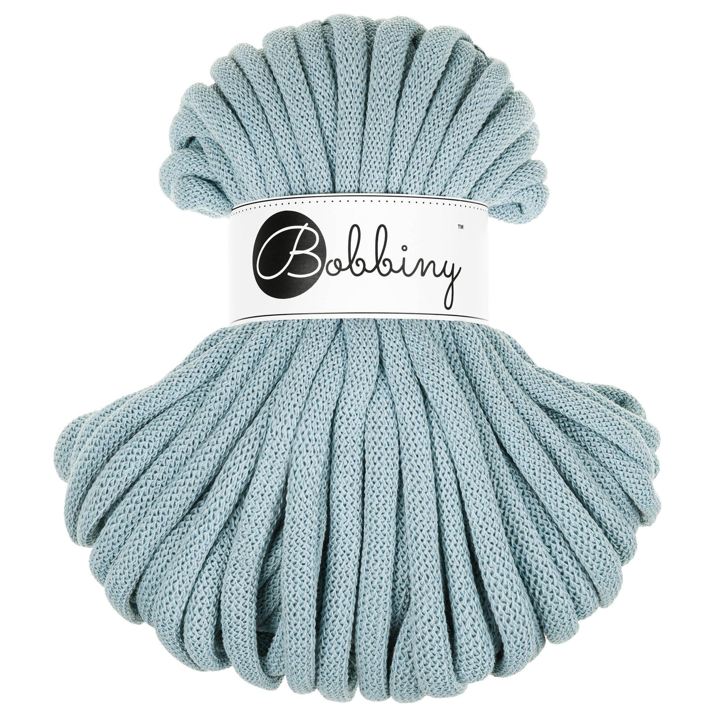 Bobbiny braided cord 9mm 30 metre bundle in misty blue shade