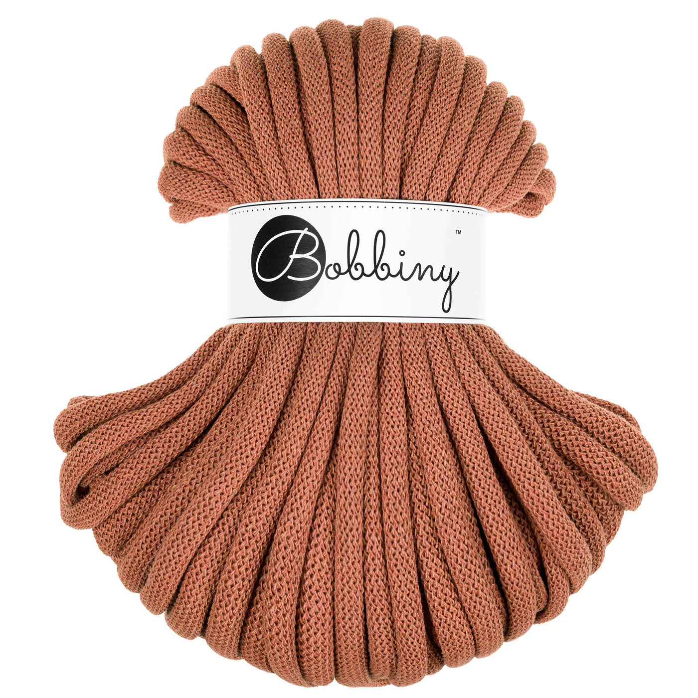 Bobbiny braided cord 9mm 30 metre bundle in Terracotta shade