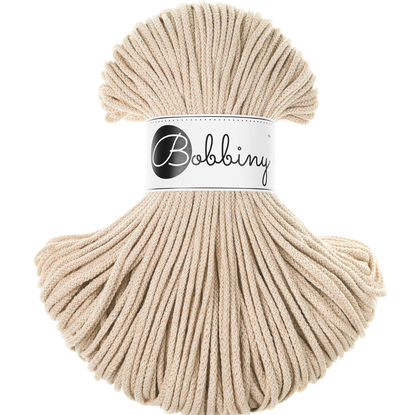 bobbiny braided cords in junior 3mm in warm beige shade