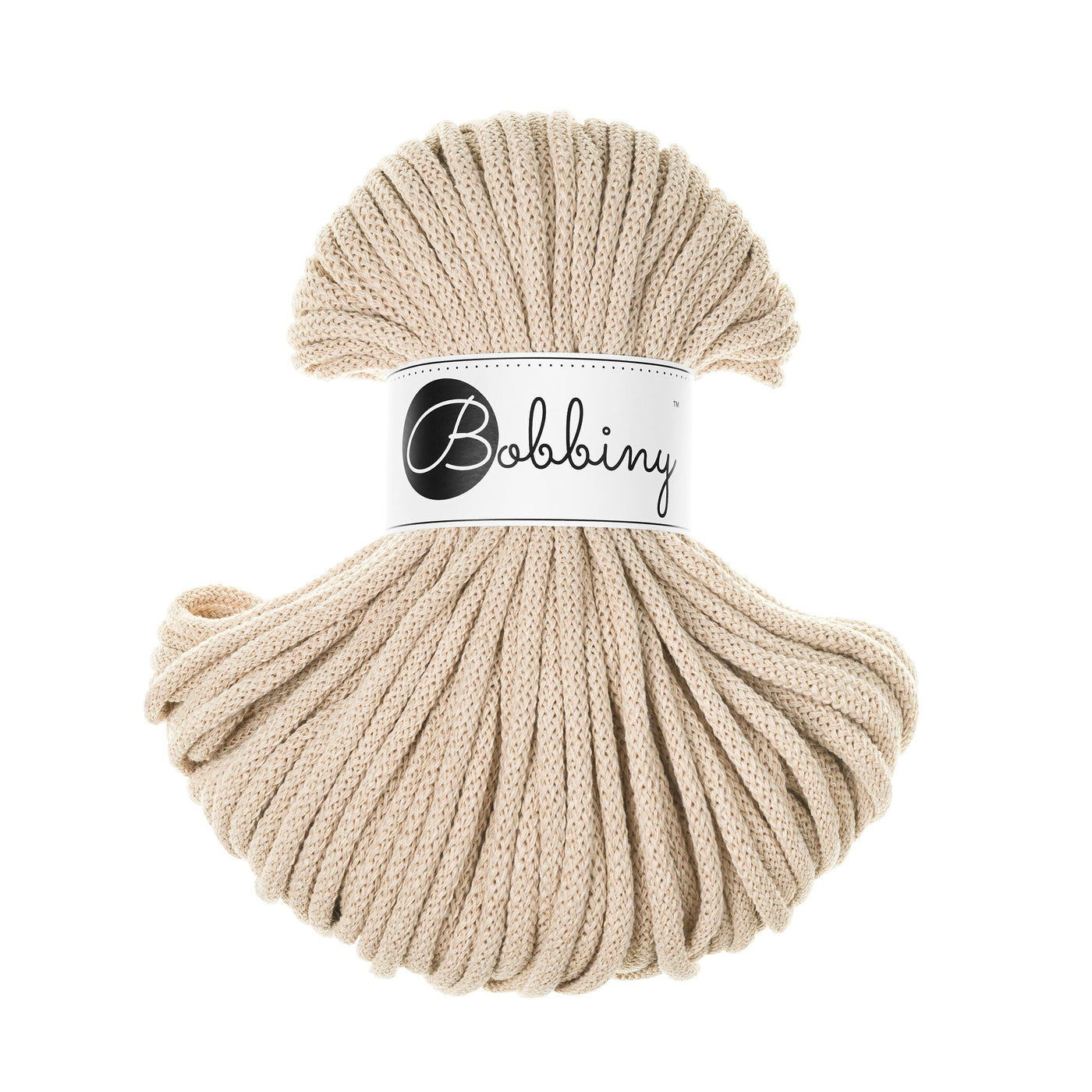 bobbiny braided cords premium 5mm 50m in warm beige shade