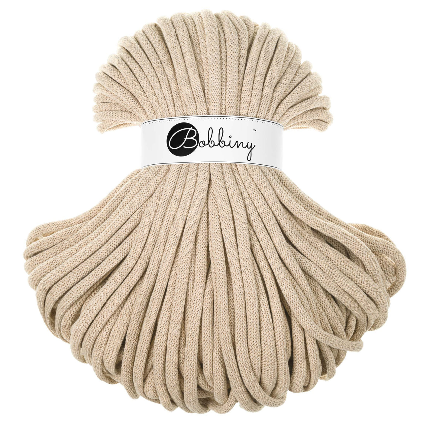 bobbiny braided cord jumbo 9mm 100m in warm beige shade