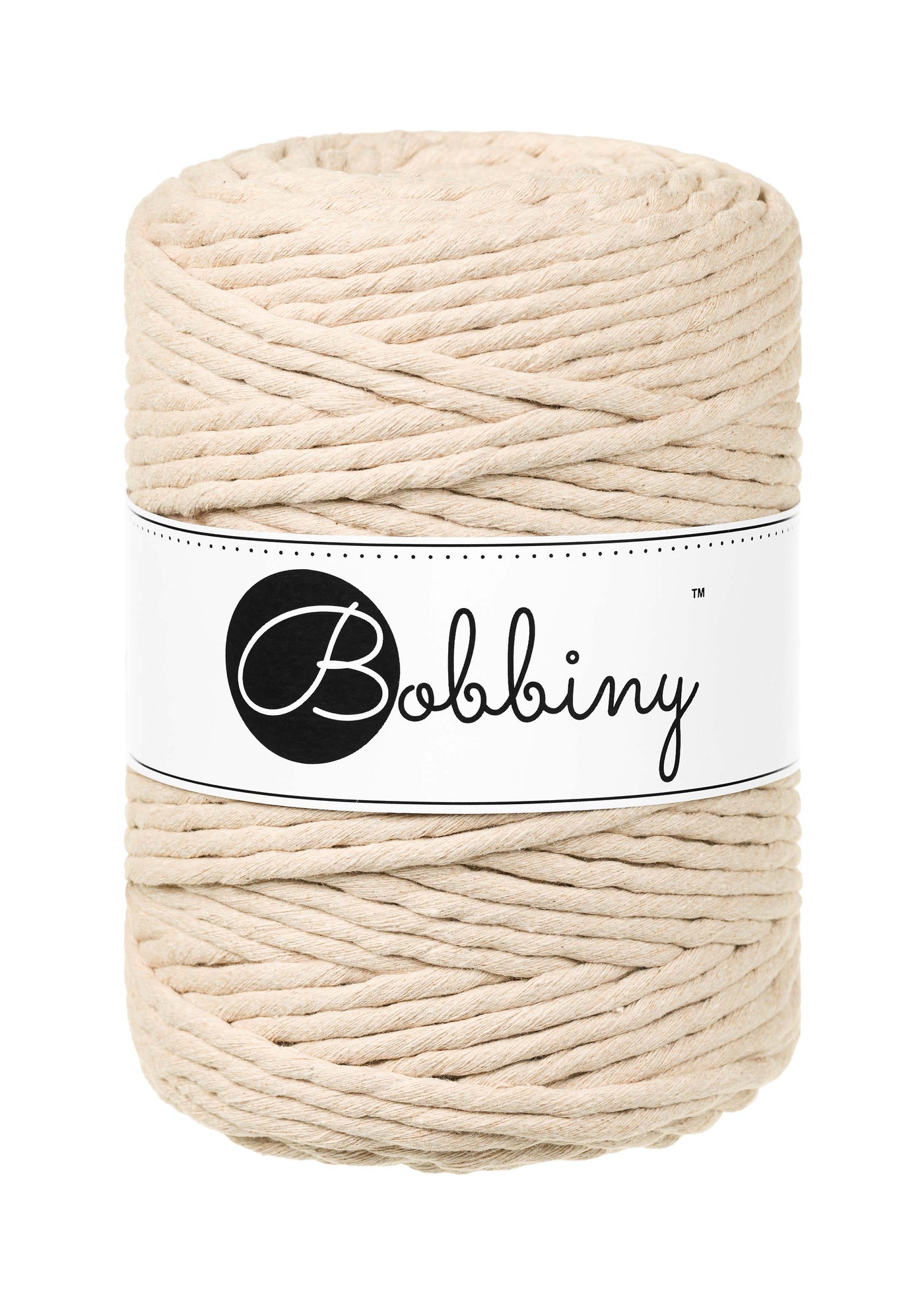 Bobbiny single twist macrame cords 5mm in Warm beige shade