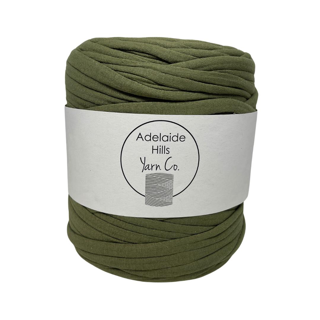 recycled tshirt yarn in artichoke green shade