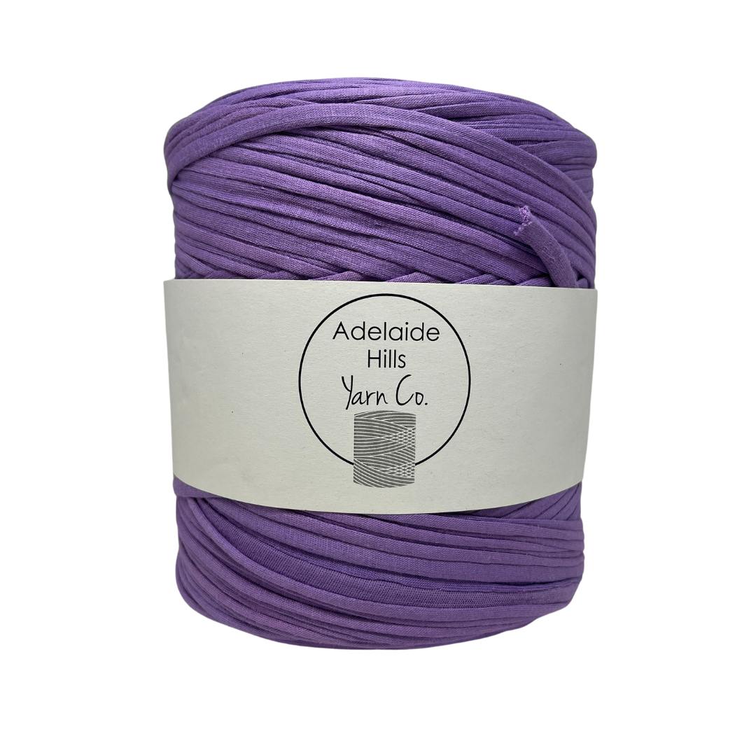 recycled tshirt yarn in aster purple shade