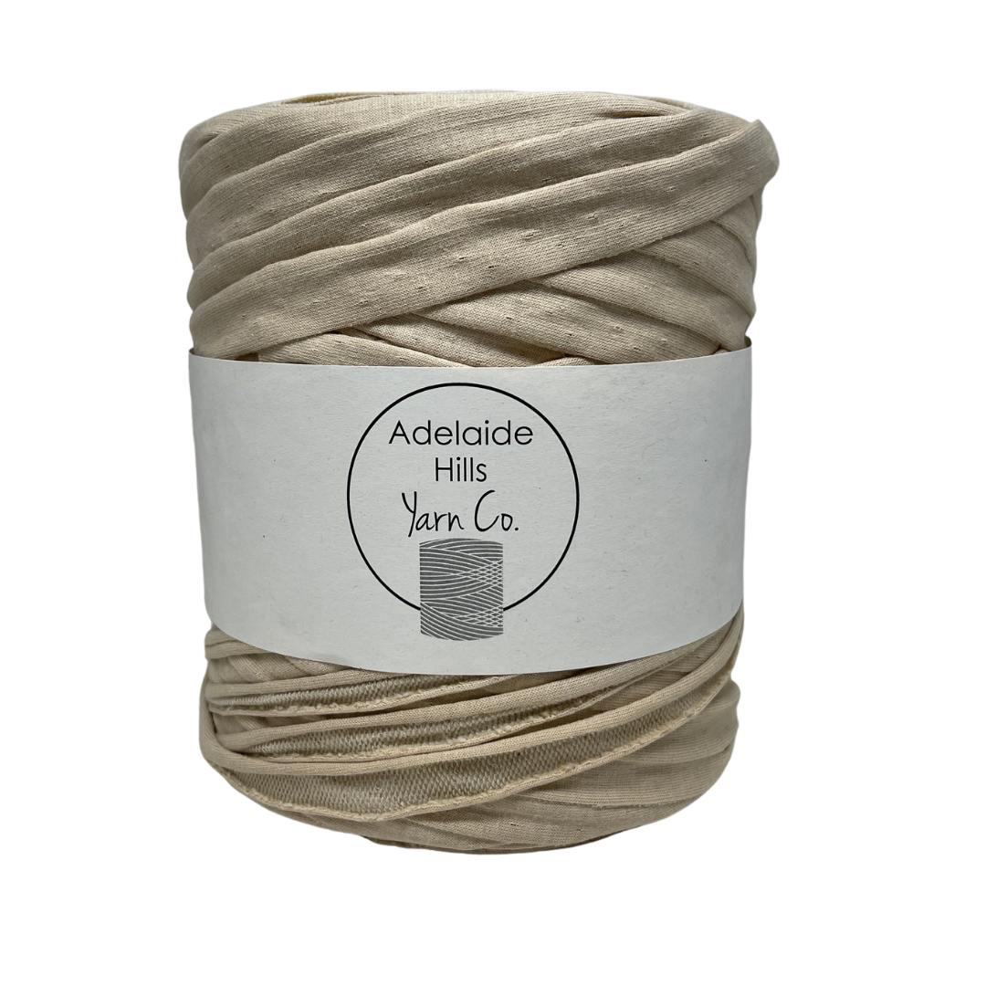 recycled tshirt yarn in bashful beige shade